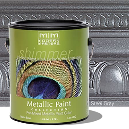 Modern Masters 1 Gal Modern Masters ME244 Steel Gray WB Decorative Metallic Paint ME244